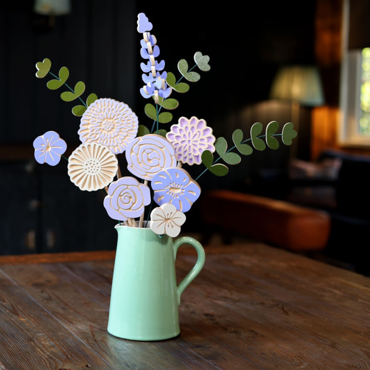 Poppily.Wooden Forever Flowers Violet Fizz Moody Lifestyle