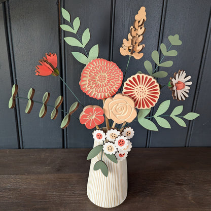 Coral Crush Hand Crafted Wooden Flowers Bouquet
