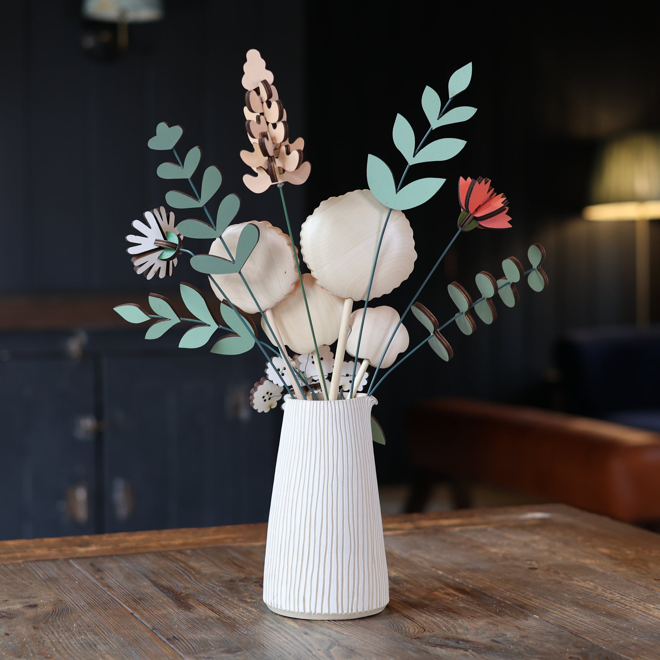 Coral Crush Hand Crafted Wooden Flowers Bouquet