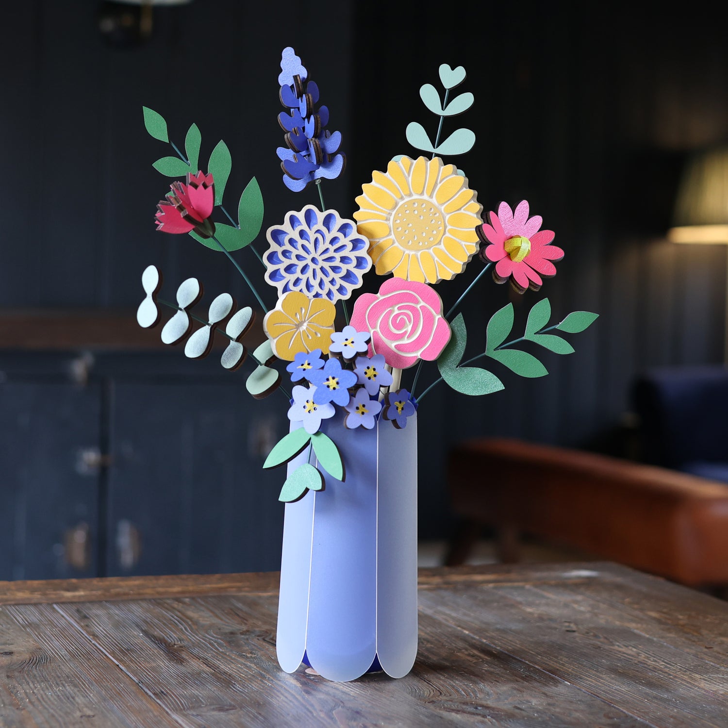 Happy Go Lucky Hand Crafted Wooden Flowers Bouquet