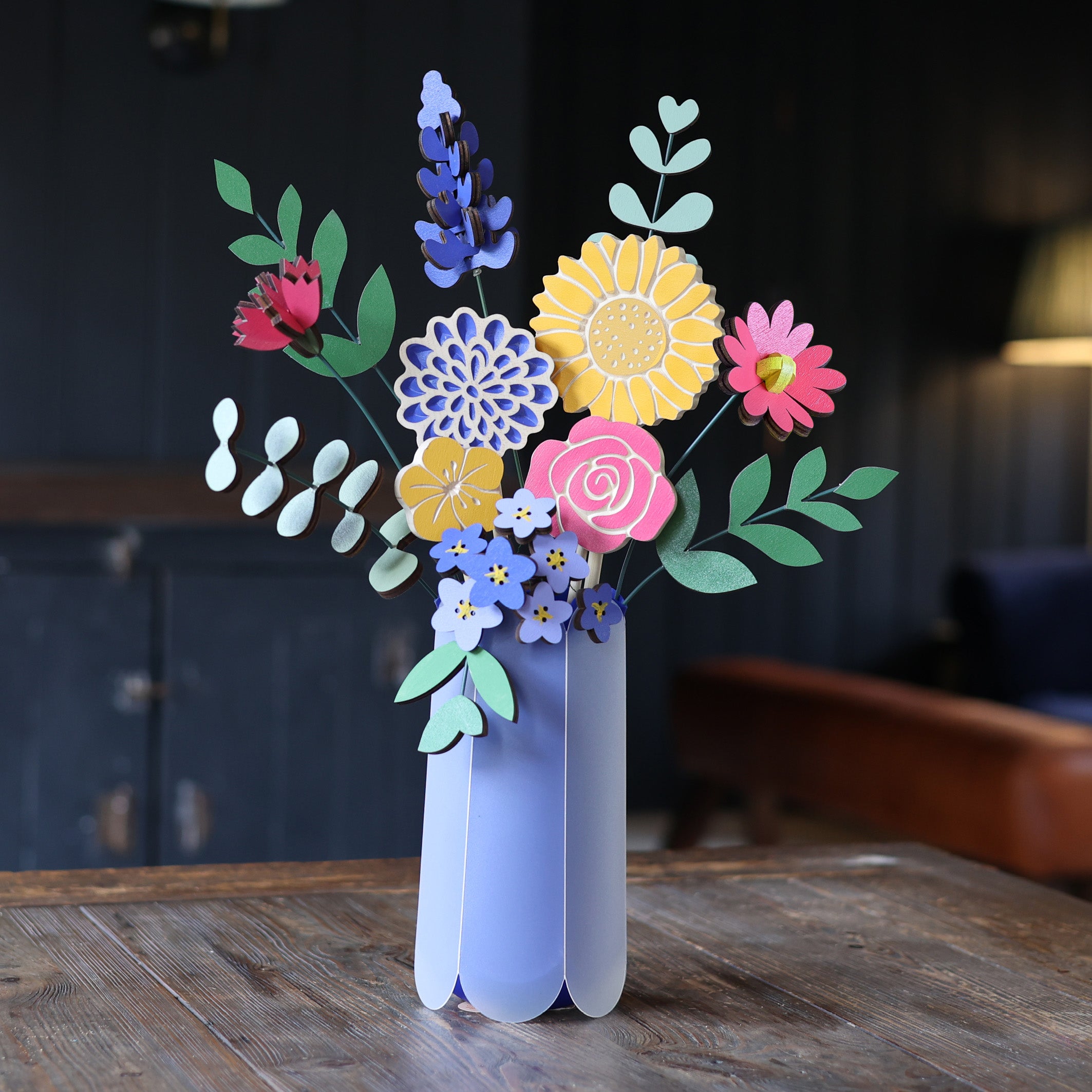 Happy Go Lucky Hand Crafted Wooden Flowers Bouquet